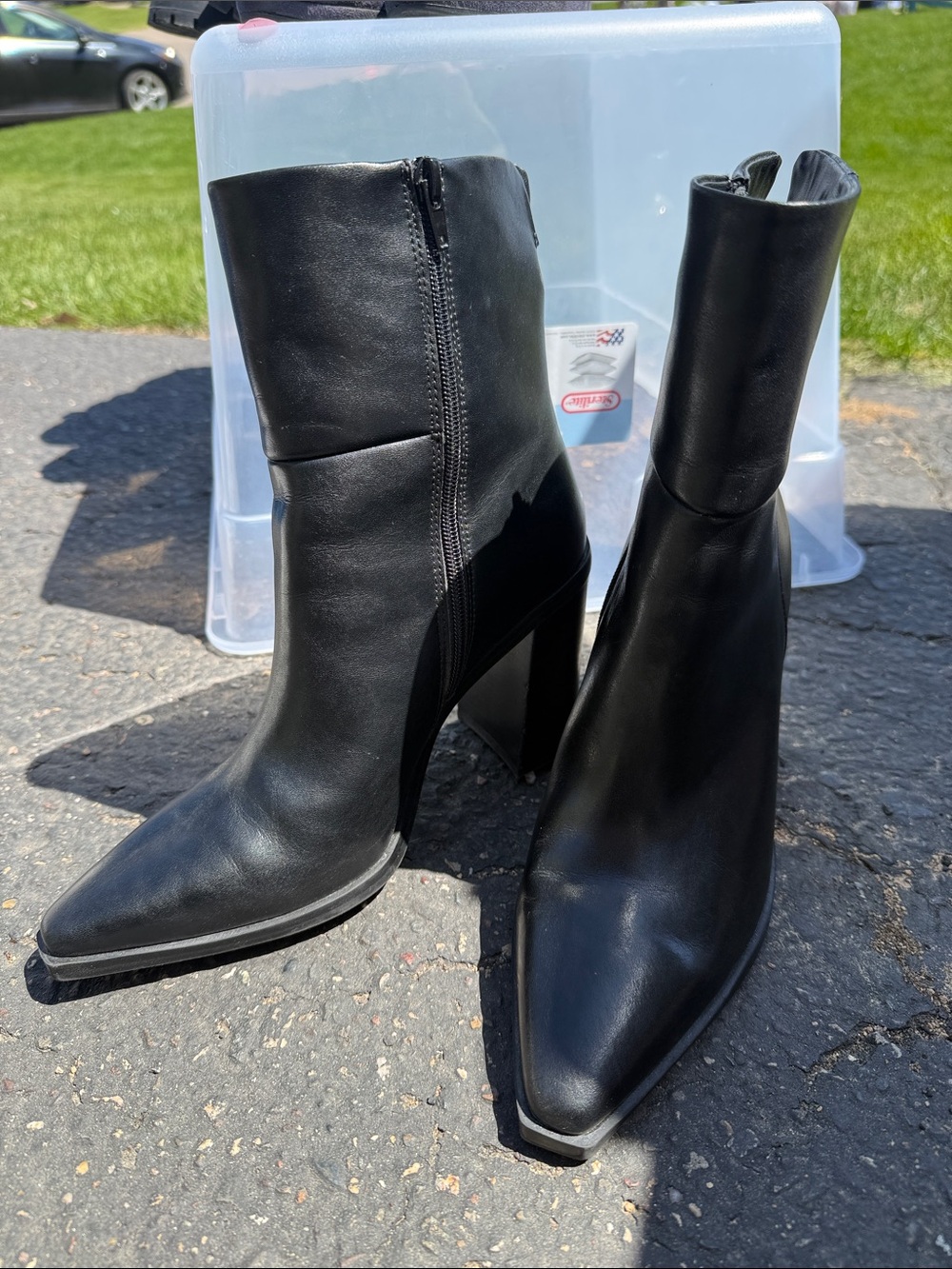 Steve Madden Black Pointed Toe High Heel Ankle Boots
